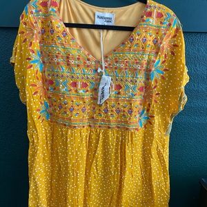 1X Yellow Floral and Polka Dot Tunic or very Short Dress
